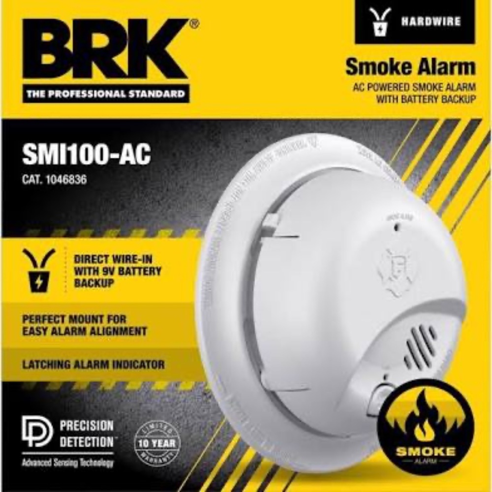 BRK Hard-Wired w/Battery Back-up Ionization Smoke Detector